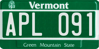 VT license plate APL091