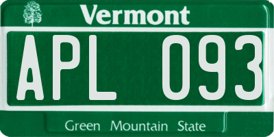VT license plate APL093