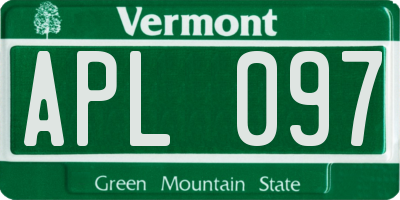 VT license plate APL097