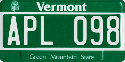 VT license plate APL098