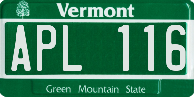 VT license plate APL116