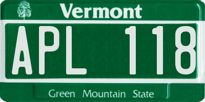 VT license plate APL118
