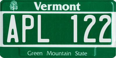 VT license plate APL122