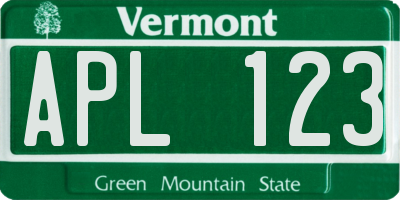 VT license plate APL123