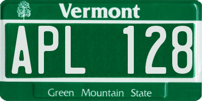 VT license plate APL128