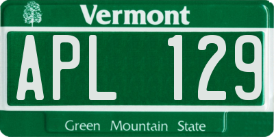 VT license plate APL129
