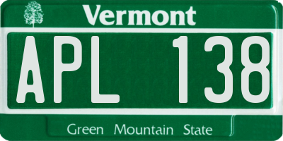 VT license plate APL138