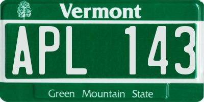 VT license plate APL143