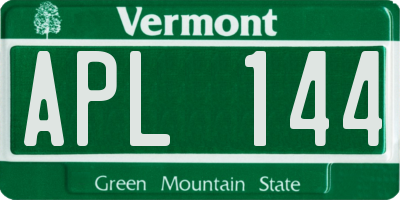 VT license plate APL144