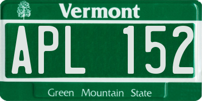 VT license plate APL152