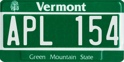 VT license plate APL154