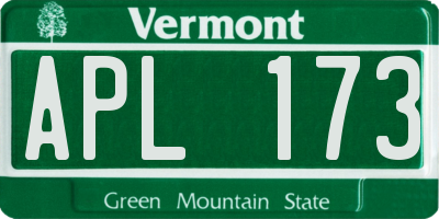 VT license plate APL173