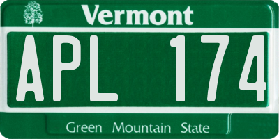 VT license plate APL174