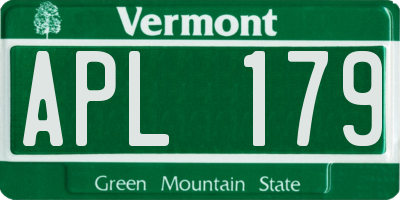 VT license plate APL179