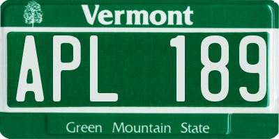 VT license plate APL189