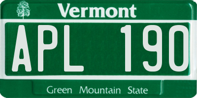VT license plate APL190
