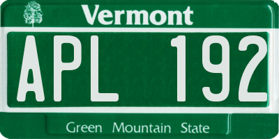 VT license plate APL192