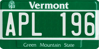 VT license plate APL196