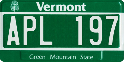 VT license plate APL197