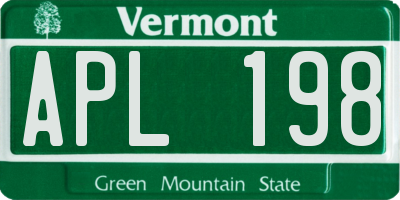 VT license plate APL198