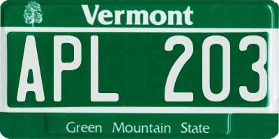 VT license plate APL203