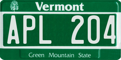 VT license plate APL204