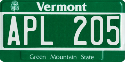 VT license plate APL205