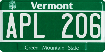 VT license plate APL206