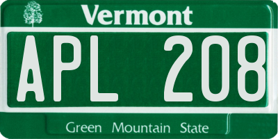 VT license plate APL208