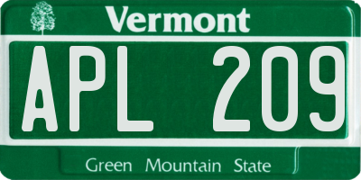 VT license plate APL209