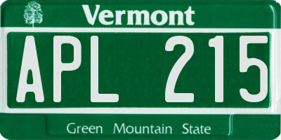 VT license plate APL215