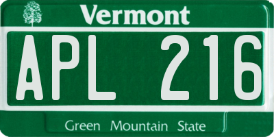 VT license plate APL216