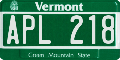 VT license plate APL218
