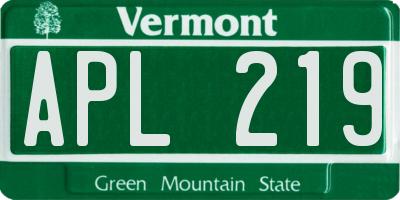 VT license plate APL219