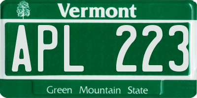 VT license plate APL223