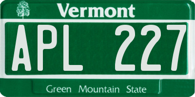 VT license plate APL227