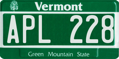 VT license plate APL228