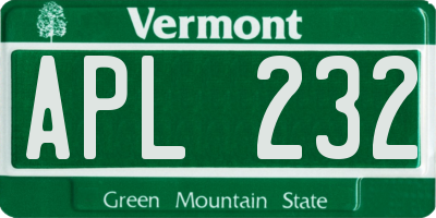 VT license plate APL232
