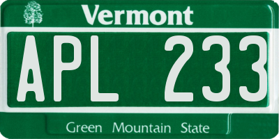 VT license plate APL233