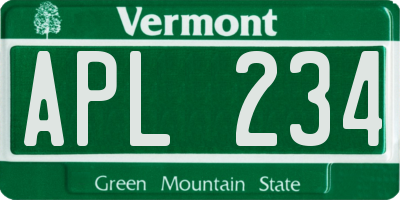 VT license plate APL234