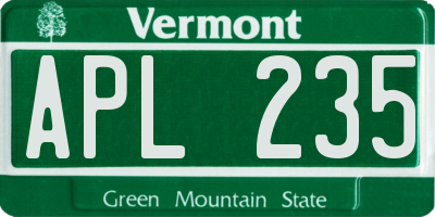 VT license plate APL235