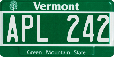 VT license plate APL242