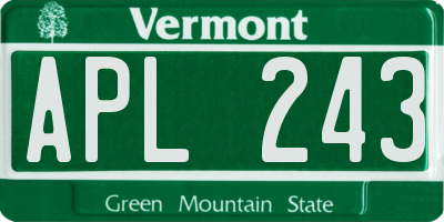 VT license plate APL243