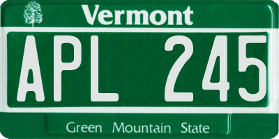 VT license plate APL245