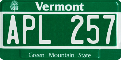 VT license plate APL257
