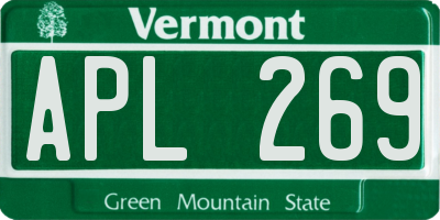 VT license plate APL269