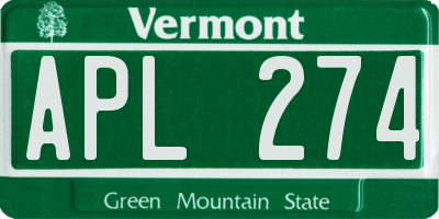 VT license plate APL274