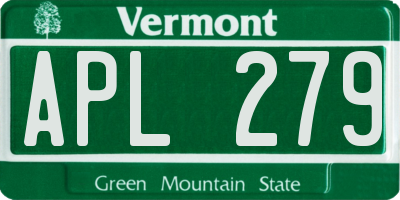 VT license plate APL279