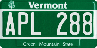 VT license plate APL288