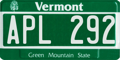 VT license plate APL292